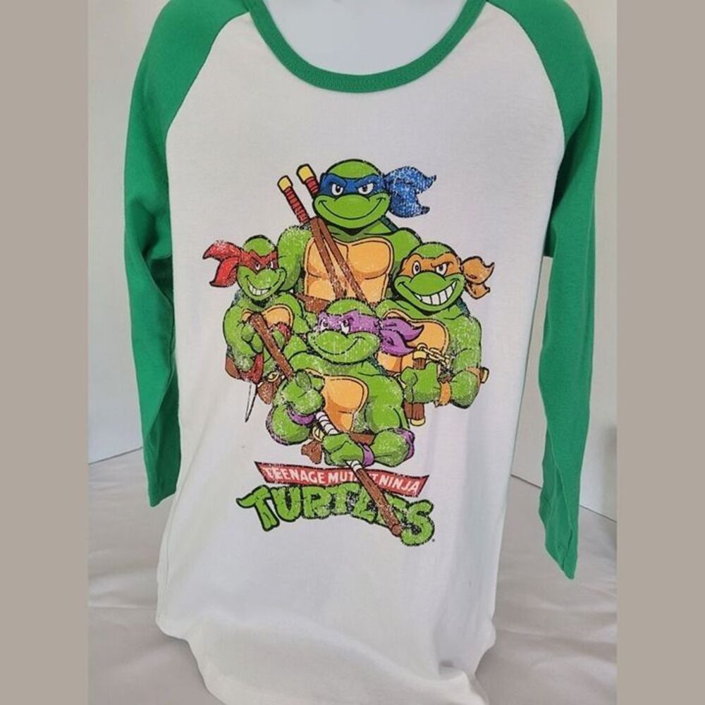 TMNT Teenage Mutant Ninja Turtles Raglan Shirt Boys M 3/4 Sleeve NWOT